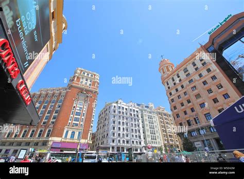 People visit Gran Via shopping street Madrid Spain Stock Photo - Alamy