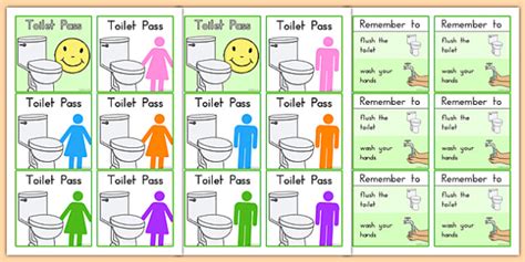 Toilet Passes - toilet, bathroom, classroom management, pass