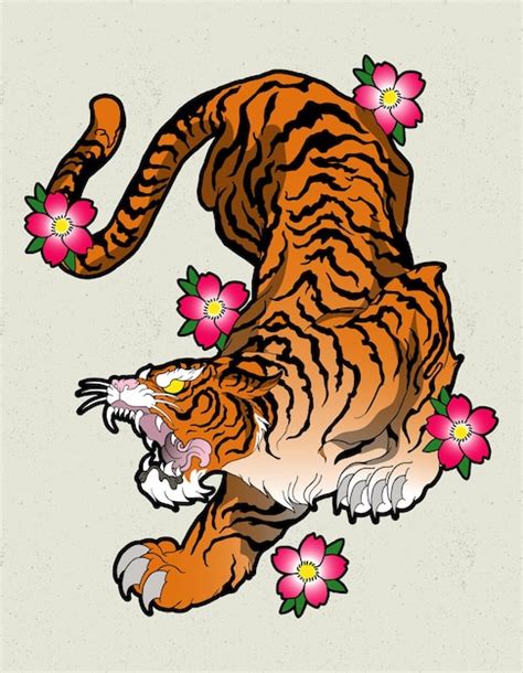 Premium Vector | Tiger japan tattoo