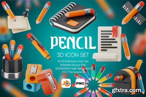 Pencil 3D Icon Set » GFxtra