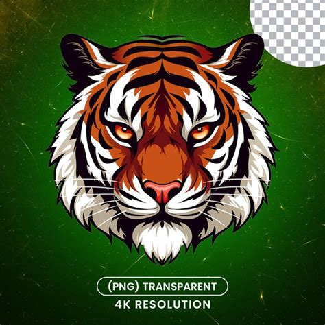 Premium PSD | Tiger angry face illustration on transparent background