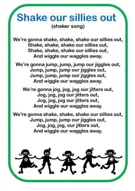 Image result for shake my sillies out song words #preschool #preschool #songs | Kindergarten ...