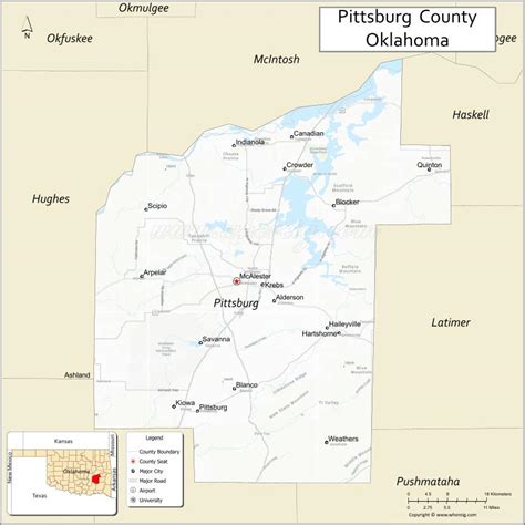 Map of Pittsburg County, Oklahoma - Where is Located, Cities ...