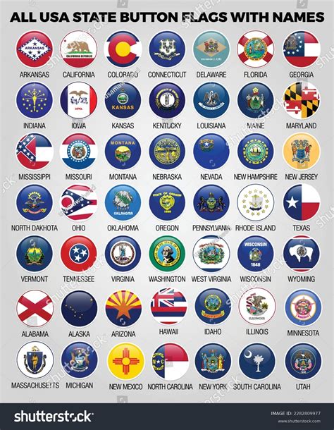 All United States America States Button Stock Vector (Royalty Free ...