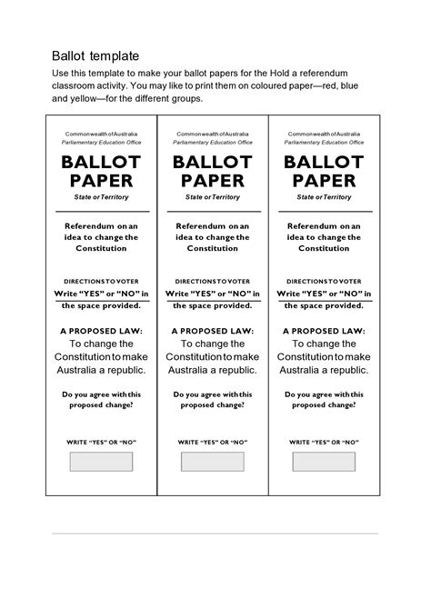 Free Editable Voting Ballot Template