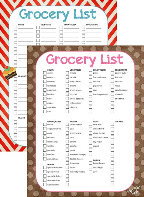 Miss Priss Purple: Grocery List {Printable}