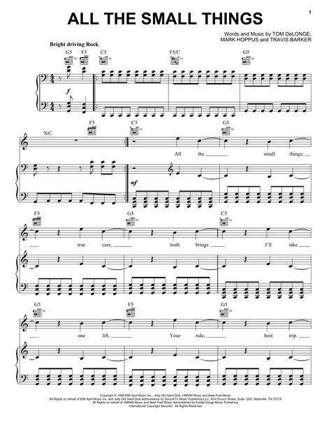 Blink 182 "All The Small Things" Sheet Music Notes | Download Printable PDF Score 166658