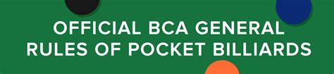 Official BCA General Rules of Pocket Billiards — Billiards.com, Inc