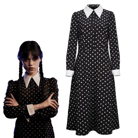 Adult Kids' Wednesday Addams Black Costume The Addams Family