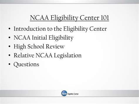 PPT - NCAA Eligibility Center 101 PowerPoint Presentation, free ...