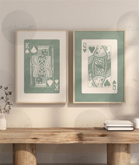 King and Queen Playing Cards Wall Art Set of 2 Prints, Digital Preppy ...