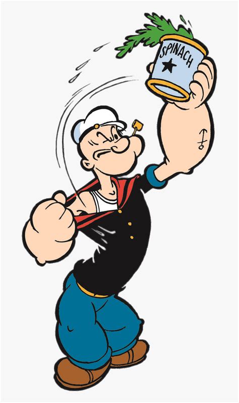 Popeye With Can Of Spinach, HD Png Download - kindpng