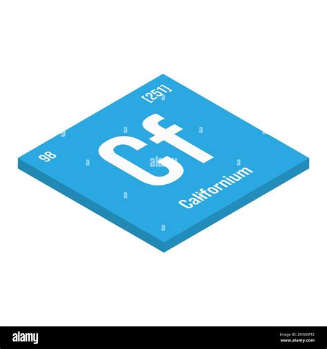 Californium, Cf, periodic table element with name, symbol, atomic number and weight. Synthetic ...