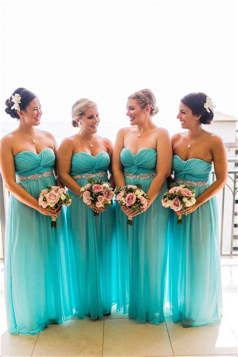 Teal Bridesmaid Dresses Davids Bridal | Beach wedding bridesmaid dresses, Turquoise bridesmaid ...