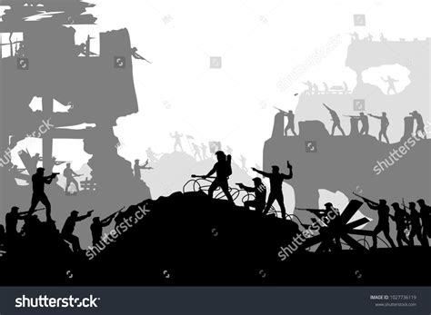 War Battle Silhouette Stock Vector (Royalty Free) 1027736119 | Shutterstock