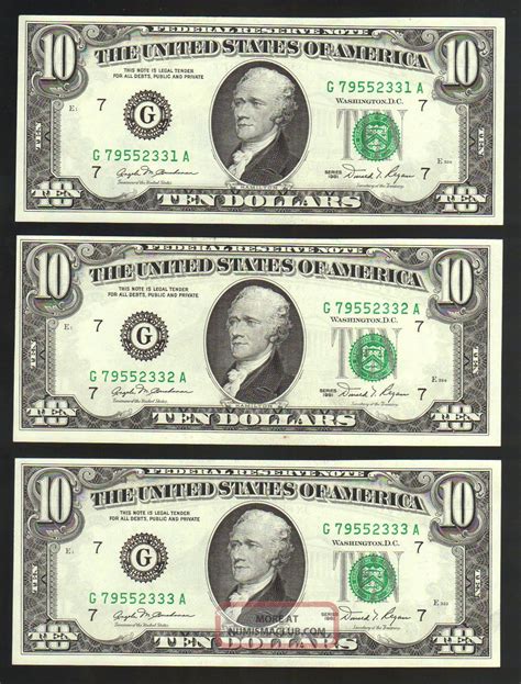 $10 1981 Cu Trio Chicago Il Frn Old Usa Paper Currency Bills Notes ...