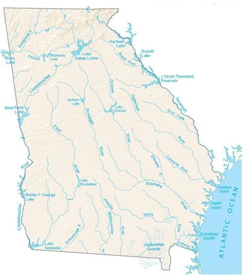 Georgia Lakes and Rivers Map - GIS Geography