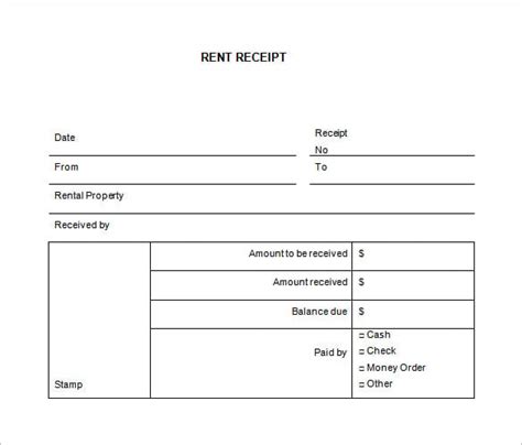 Rent Receipt Excel Template