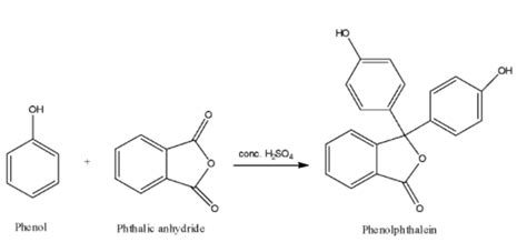 Phenol is heated with phthalic anhydride in the presence of conc. ${H_2 ...