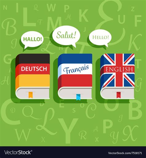 Textbooks of english german and french Royalty Free Vector