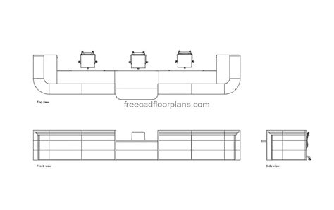 Large Reception Desk - Free CAD Drawings