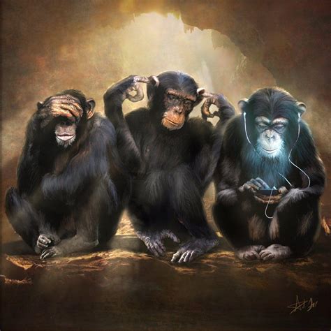 Three Monkeys Painting Three Wise Monkeys By Vinghen On Deviantart - Riset