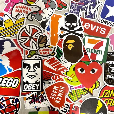 50pcs Bearbrick North face Streetwear Vans bape fendi evisu dickies stussy Luggage Laptop ...