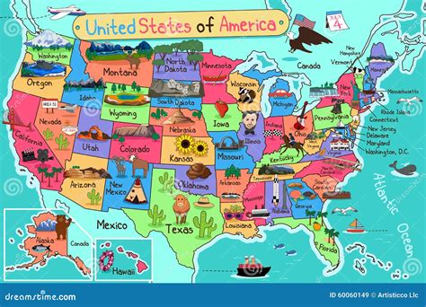 USA Map in Cartoon Style stock vector. Illustration of states - 60060149
