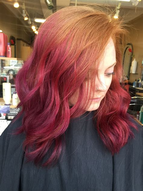 Natural redhead with purple and pink fade Red Hair Fade, Red Purple ...