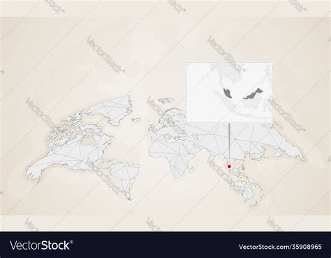 Map malaysia with neighbor countries pinned Vector Image