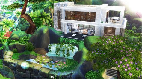 Waterfall Mansion | Amazing build | NoCC | The Sims 4: Island Living | Speed Build (Stop Motion ...