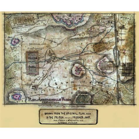 Plan of Andersonville Prison Georgia Aug 1864 Map shows a detailed plan ...