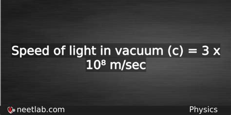 What is the speed of light in vacuum - NEET Lab