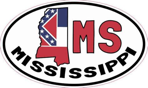 5in x 3in Oval MS Mississippi Sticker Car Truck Bumper Decal Cup Stickers