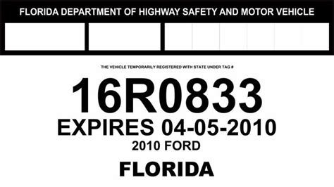 Florida+Temporary+License+Plate Tag Templates, Templates Printable Free ...