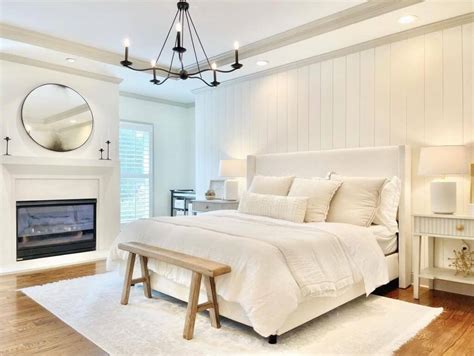 White Vertical Shiplap Bedroom Accent Wall - Soul & Lane