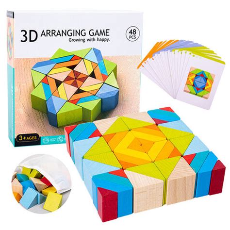 Buy Wholesale China Kids Stacking 3d Puzzles 48 Pcs Wooden Geometric ...