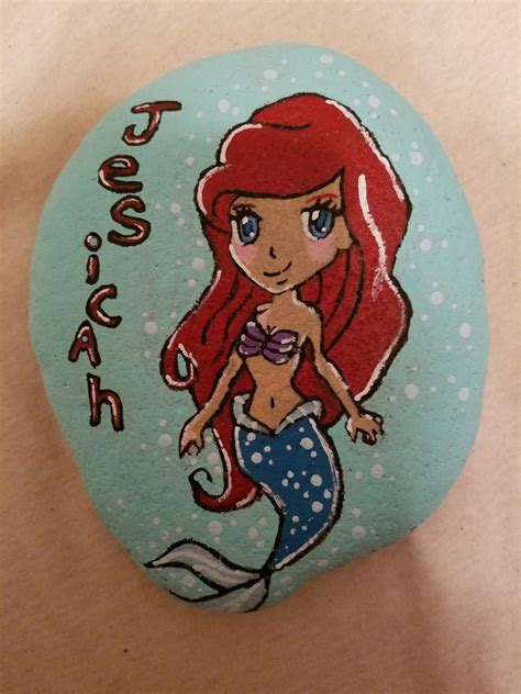 Little mermaid rock I painted #rocksbykatie Stone Painting, Rock Painting, Library Summer ...