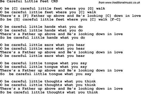 Christian Childrens Song: Be Careful Little Feet Lyrics and Chords