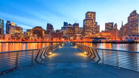 Images San Francisco USA Bridges Bay Evening Street lights 3840x2160