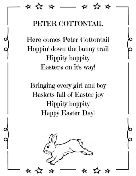 Peter Cottontail, Easter's on it's Way, Song | Rhyming poems for kids ...