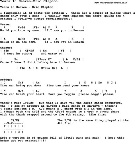 Blues Guitar lesson for Tears In Heaven-Eric Clapton, with Chords, Tabs, and Lyrics