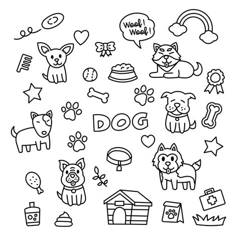 Dog Doodle Elements 2296719 Vector Art at Vecteezy