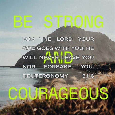 Deuteronomy 31:6 NIV; Be strong and courageous. Do not be afraid or terrified because of them ...