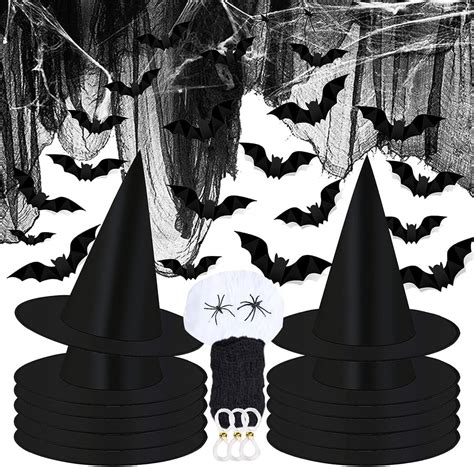 Halloween Witch Hat kit Wizard Witches Hat with Hanging Robe Creepy ...