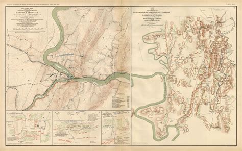 Civil War Atlas; Plate 42; Map of Harpers Ferry, VA. Map of Hagerstown, Funkstown, Williamsport ...