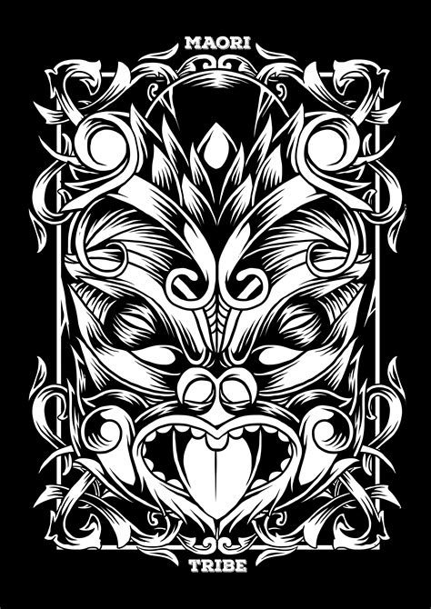Maori Mask Tribal Tattoo Illustration 696440 Vector Art at Vecteezy