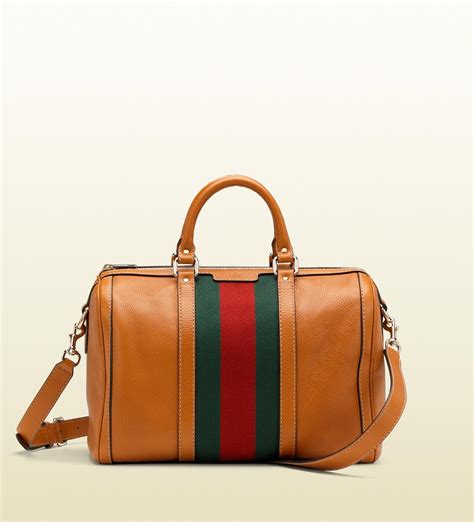 Gucci Vintage Web Boston Bag in Brown - Lyst