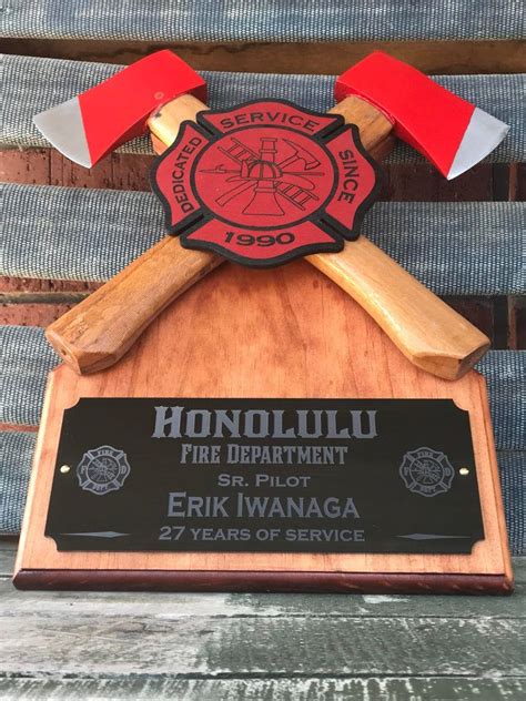 Firefighter award plaque and gift with crossed axes in 2020 | Firefighter gifts, Award plaques ...