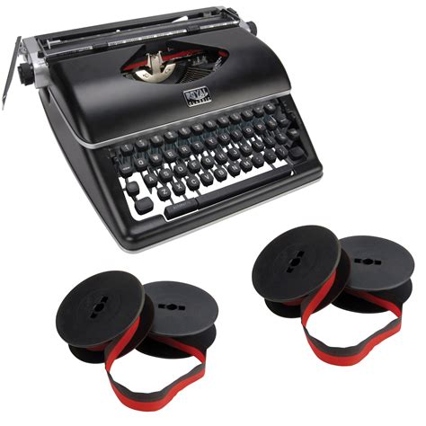 Royal 79104P Classic Manual Typewriter (Black) & 2 Pack 7331525 Black/Red Nylon Typewriter ...